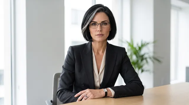 Elvina, the hiring and training lead, at a desk